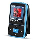 AGPTEK MP3-Player, 16 GB, Bluetooth, MP3-Player mit schweißfester Silikon-Hülle und Sportarmband, unterstützt FM-Radio, FM-Radio, FM-Radio, Lesezeichen, erweiterbar bis zu 128 GB