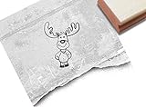 Stempel Kinderstempel - Kleiner Elch - Tierstempel Weihnachten Karten Geschenkanhänger Weihnachtsdeko Kita Basteln Geschenk für Kinder - zAcheR-fineT (klein ca. 20 x 26 mm)