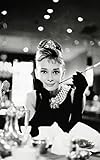 Schwarz-Weiß-Wanddekoration Audrey Hepburn Leinwandkunst Modeposter und Druck Wanddrucke Wohnzimmer Fotos Schlafzimmer moderne Wohnkultur, rahmenlos,30x45cm