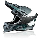 O'NEAL | Motocross-Helm | MX Enduro Motorrad | Innovative und leichte Fiberglas Außenschale, Doppel-D-Sicherheitsverschluss | F-SRS Helmet Glitch | Erwachsene | Schwarz Grau | Größe S