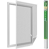 Easy Life Insektenschutz Fenster mit leicht montierbaren PVC Magnetrahmen Fliegengitter ohne Bohren individuell kürzbares Fliegennetz, Farbe:Weiß, Größe:100 x 120 cm