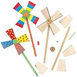 Baker Ross Windmühlen aus Holz, für Kunsthandwerksprojekte für Kinder (5 Stück)