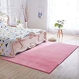 Super Soft Schlafzimmer Teppich Wohnzimmer Teppich für Garderobe Nachtdecke,Rosa,160x200cm