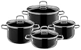 Silit Elegance Line Topfset Induktion 4-teilig, Kochtopf Set mit Glasdeckel, Silargan Funktionskeramik, Induktions Töpfe Set nickelfrei, schw