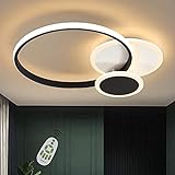 CBJKTX Deckenlampe LED Deckenleuchte Wohnzimmer dimmbar 39W Modern Ring Design Schlafzimmerlampe Schwarz Weiß aus Eisen Aluminium und Acryl mit Fernbedienung auch für Esszimmer Büro Flur
