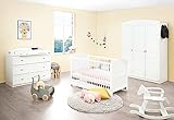 Babyzimmer komplett Kinderzimmer Set Laura breit groß von Pinolino, mit Kinderbett, Wickelkommode und Kleiderschrank, weiß