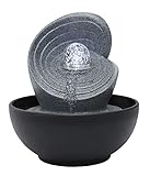 Dehner Zimmerbrunnen Olua mit LED, kaltweiß, 23 x 26 x 23 cm, Polyresin, dunkelgrau/grau