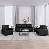Willood 3 Sitzer + 2 Sitzer Sofa + Sessel Sofagarnitur Kunstleder Schw