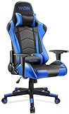 Gaming Stuhl,Gamingstuhl,Gaming Sessel,Gaming Chair,mit Kopfstütze und Lendenkissen (B-Blue)