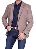 Unbekannt Herren Sakko Tweed Look Schurwolle/Polyester klassisch Reverskragen Blazer Zweiknopf Jackett Anzug Slim Fit bequem, Größe 48, beige