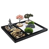 TYRIXEN Zen-Garten-Set – Wunderschönes Japanisches Premium-Mini-Steingarten-Meditations-Geschenkset Für Schreibtischzubehör Zu Hause Und Im Büro, Zen-Sand