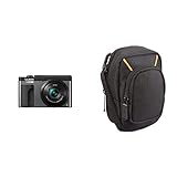 Panasonic LUMIX TZ91 High-End Reisezoom Kamera (Leica Objektiv, 30x Opt. Zoom, 24 mm Weitwinkel, Sucher, 4K) Silber & Amazon Basics Kameratasche für Kompaktkameras, groß