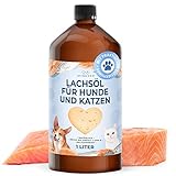 Lachsöl Hunde, Immunsystem stärken mit Fischöl, 1 l Lachsöl Hund in Einer praktischen Dosierflasche, Fischöl Omega 3 Fettsäuren