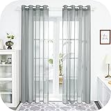 Amazon Brand - Umi 2 Stück Gardinen Transparent mit Ösen Modern Schlafzimmer 138x132 cm Grau