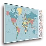 Politische Weltkarte Poster mit Fahnen XL Karte mit Länder-Flaggen; Landkarte 100 x 44 cm; Hochwertiger Premium Druck 170 g Papier (Einfach)