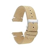 Wildleder Uhrenarmbänder Armband Khaki Retro Handmade Watch Strap für Woemn Men 18mm 20mm 22mm Armband, Khaki White Line, 22mm