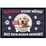 SpecialMe® Fußmatte mit eigenem Hund selbst gestalten personalisiert mit Name und Foto Haustier Hundebesitzer rutschfest & waschbar schwarz 60x40cm