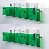 Zeitschriftenständer aus Acryl, Wandmontage, transparent, für Kinder, 2 Stück, grün, zum Aufhängen, Literaturaufbewahrung, Nizer, 59,9