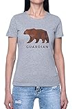 Bear Guardian Damen T-Shirt Grau Rundhals Leichtes Lässiges Kurzarm Women's Grey Crew Neck Casual Short Sleeves XS