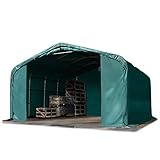 TOOLPORT Lagerzelt 6x6 m Zelthalle Unterstand PVC Plane 850 N wasserdicht dunkelgrü