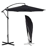 AMSAMOTION Schutzhülle für Ampelschirme Sonnenschirmhülle, Abdeckhauben für Sonnenschirm Reißverschluss und Zugkordel Schirmhülle schwarz 2,7 m bis 4 m