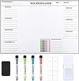 Magnetisch Whiteboard Wochenplaner Magnettafel Kühlschrank abwischbar,Whiteboard Kalender,Terminplaner - 43 x 28 cm auf Deutsch