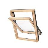 Solstro AAY B900 Dachfenster, Holzfenster mit Doppelverglasung mit Universal-Eindeckrahmen - C2A, 55 x 78cm