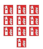 Brandschutzschild Feuerlöscher gem. DIN EN ISO 7010, 10-er Pack, Langnachleuchtende Kunststoffplatte, PVC Platte mit speziellem, hochwertigem Schaumstoffklebeband auf der Rückseite montiert, DIN67510