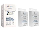 G&G Mini Pocket Photo Printer GG-PP023 Fotodrucker mit AR Photos 5 x selbstklebendes Zink Fotopapier, App für IOS und Android Smartphones, Bluetooth, Sofortdruck, tintenfrei, (Drucker + 100 Blatt)