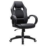 SONGMICS Racing Stuhl , Bürostuhl, Gaming , Chefsessel Drehstuhl PU, schwarz, OBG56B