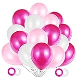 JOJOR Luftballons Rosa Weiß Fuchsie, 100 Stück Rosa Weiß Pink Ballons Helium für Geburstag Deko, Baby Dusche Party, Mädchen Baby Shower, Hochzeitsdeko Dekorationen