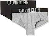 Calvin Klein Mädchen 2 Pack Shorty Unterhose, Grau (1 Grey Heather/ 1 Black 029), Einheitsgröße (Herstellergröße: 12-14)