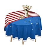 Wasserdichte Tischdecke für runde Tische – Banner amerikanische Flagge Sterne Tischdecken Spitze Tischdecke Outdoor Esstisch Abdeckung Kaffee Küche Partys Picknick Urlaub dekorativ 152 cm