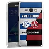 DeinDesign Hard Case kompatibel mit Samsung Galaxy J1 (2016) Schutzhülle weiß Smartphone Backcover FC Schalke 04 1. FC Nürnberg Freundschaft
