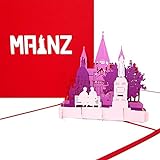 Pop Up Karte „Mainz - Panorama mit Mainzer Dom“ - 3D Grußkarte als Souvenir, Gutenberg Geschenk, Geburtstagskarte, Einladungskarte & Gutschein zum Städtetrip