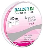 Balzer Iron Line Trout, geflochtene Angelschnur Pink 150m 0,06mm 4,1kg Tragkraft