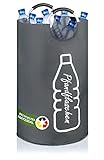 Cottara Original recycelter Flaschensammler für Leergut faltbar wasserdicht – Aus recycelten PET-Flaschen – Ideal als Pfandflaschen Aufbewahrung Sammelbehälter – Extra groß 69l grau (Grau, L)