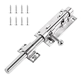 Forhandy 304 Edelstahl Türriegel, Bolzenriegel Verdickte Riegelschloss 14 mm Dick Türriegel Außen mit Vorhängeschloss Loch, Tür Riegel für Haus Hof Garten Tor Zaun (20cm)