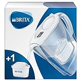 BRITA Wasserfilter Marella weiß inkl. 1 MAXTRA+ Filterkartusche – BRITA Filter zur Reduzierung von Kalk, Chlor, Blei, Kupfer & geschmacksstörenden Stoffen im Wasser