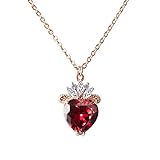 hengkaixuan Halskette mit Herzkönigin Evie-Kostüm, Nachkommende, rubinrotes Herz, Valentinstagsgeschenk für Sie