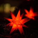Novaliv Weihnachtsstern Dekostern | 8cm ROT | nur Innen | LED Lampe mit Batteriefach | Weihnachtsdeko Stern beleuchtet