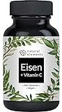 Eisen mit 40mg natürlichem Vitamin C - 240 Tabletten - Premiumrohstoff: Eisenbisglycinat (Eisen-Chelat) - Ohne Magnesiumstearat, vegan