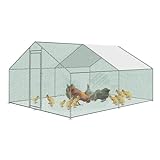 UISEBRT Hühnerstall Hühnerhaus Freilaufgehege Geflügelstall Käfige Kleintierstall Verzinkter Stahlrahmen mit PE Dach für Geflügel, Kaninchen, Kleine Haustiere (3 x 4 x 2 m)