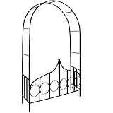 Gardebruk® Rosenbogen 240 x 140 x 40cm Metall mit Tür Tor Stabil Rankbogen Rankhilfe Torbogen Rosenhilfe Rosentor Rankg