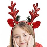 Vigcebit Weihnachten Hirschgeweih Stirnband - Pailletten Weihnachten Rentiergeweih Stirnbänder mit Ohren,Stirnband Sparkly Geweih Dekorationen für Weihnachtsfeier Gefälligkeiten Frauen Mädchen