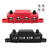2-Stück Sammelschiene 12V-48V DC Busbar Verteilerblock 250A Stromverteilungsblock, Busbar mit 4 x M8 Anschlussbolzen, für Auto Marine Auto Anhänger Wohnmobil B