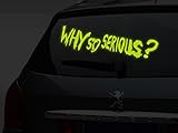 (40x 10cm) Glowing Vinyl Auto Fenster Aufkleber Joker Zitat Why So Serious?/Glow in Dark Scarry Spruch Aufkleber/Leuchtziffern Text Wandbild + Gratis Aufkleber Geschenk