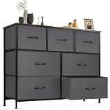 Sweetcrispy Kommode für Schlafzimmer, breite Schublade Kommode, 7 Stoffschubladen mit Griffen, Schrank, TV Stand für Schlafzimmer, Schrank, Wohnzimmer,