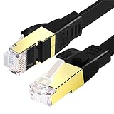 SHULIANCABLE Cat 8 Netzwerkkabel Flach, Ethernet Kabel 40Gbit/s 2000Mhz LAN Kabel mit vergoldete RJ45 für Switch Router Modem Access Point Router, PS4, Smart TV (1M)