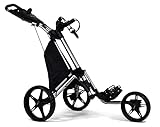 tour-made RT-140 V2 3-Rad Golf Push Trolley Pushtrolley Golftrolley faltbar - Qualität vom Deutschen Fachhändler (Silber-schwarz)